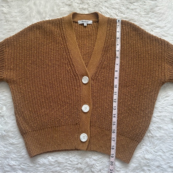 Madewell Greywood Crop Cardigan Sweater Button Front 100% Cotton Toffee Sz XS - Picture 10 of 11